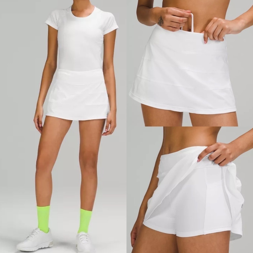 LULULEMON Size 12 Pace Rival Skort Tennis Skirt White Running Style LW8A84R Mini